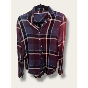 ❤️Aeropostale Maroon & Blue Plaid Flannel Shirt Small